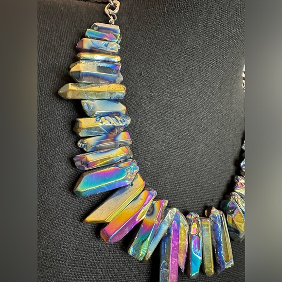 Titanium Quartz Covered Crystal Necklace - N w/o T - Picture 2 of 13